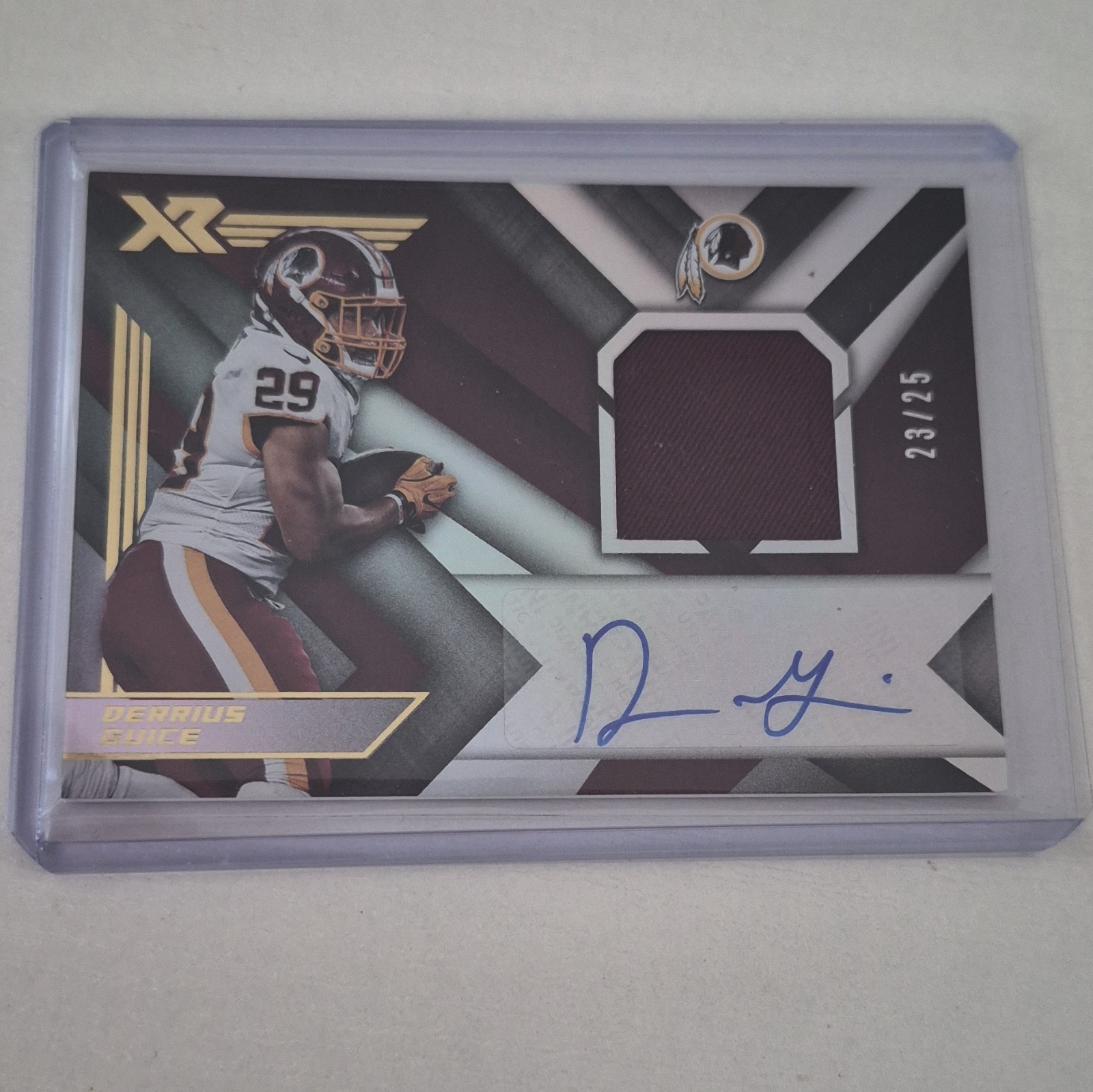 Panini XR Derrius Guice Redskins Patch Auto Serial Numbered #23/25 view 2