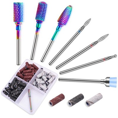 METHELIX Carbide Nail Drill Bits Set: 7Pcs 3/32'' Tungsten Diamond Colorful 