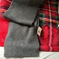 Polo Ralph Lauren Gray Wool Blend Ling Scarf Rib Knit Embroidered Pony Unisex