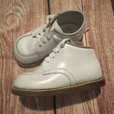 Stride Rite Walking Shoes White Leather Lace Up Casual Boot Unisex Baby 4.5 VTG