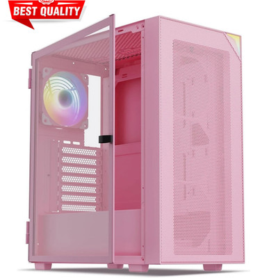 AL800 Pink Full Tower PC Case - Tempered Glass, ARGB Fans, E-ATX Support