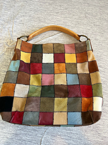 (RARE) Vintage Lucky Brand leather/Suede Patchwork Multi-Color Leather Hobo Bag