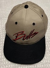Vintage Chicago Bulls Cap Hat Insure One Adjustable Snap Back Beige Black Cotton