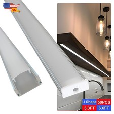 6.6FT/2M U Shape Led Aluminum Channel 50 Pack With Frosted Cover For Led Strip