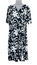 Karen Kane Women’s Island Rhythm Faux Wrap Dress Black/White Size 2X Vacation