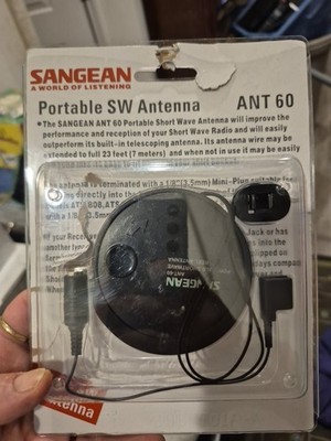 Sangean ANT-60 Portable Short Wave SW Antenna 7m/23 Feet NEW IN BOX