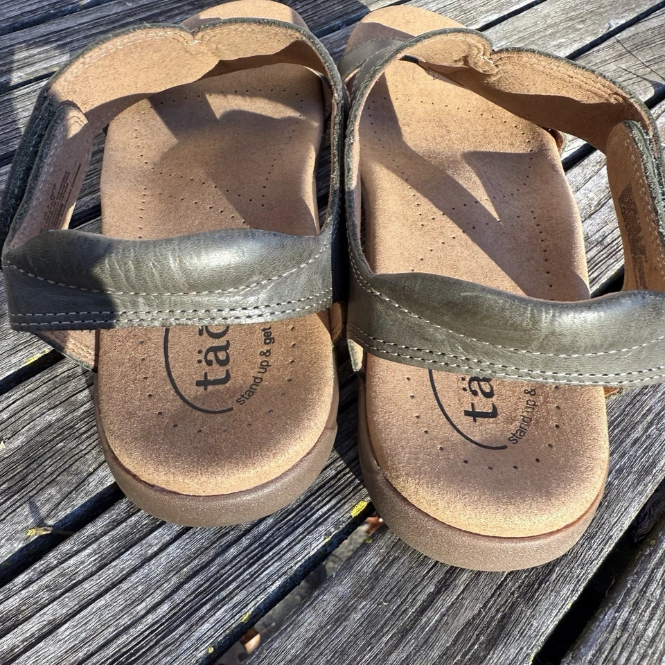 Sandalia Taos The Show Cuero Oliva Talla 9 Cómoda Elegante Informal Ajustable Foto 3 de 4