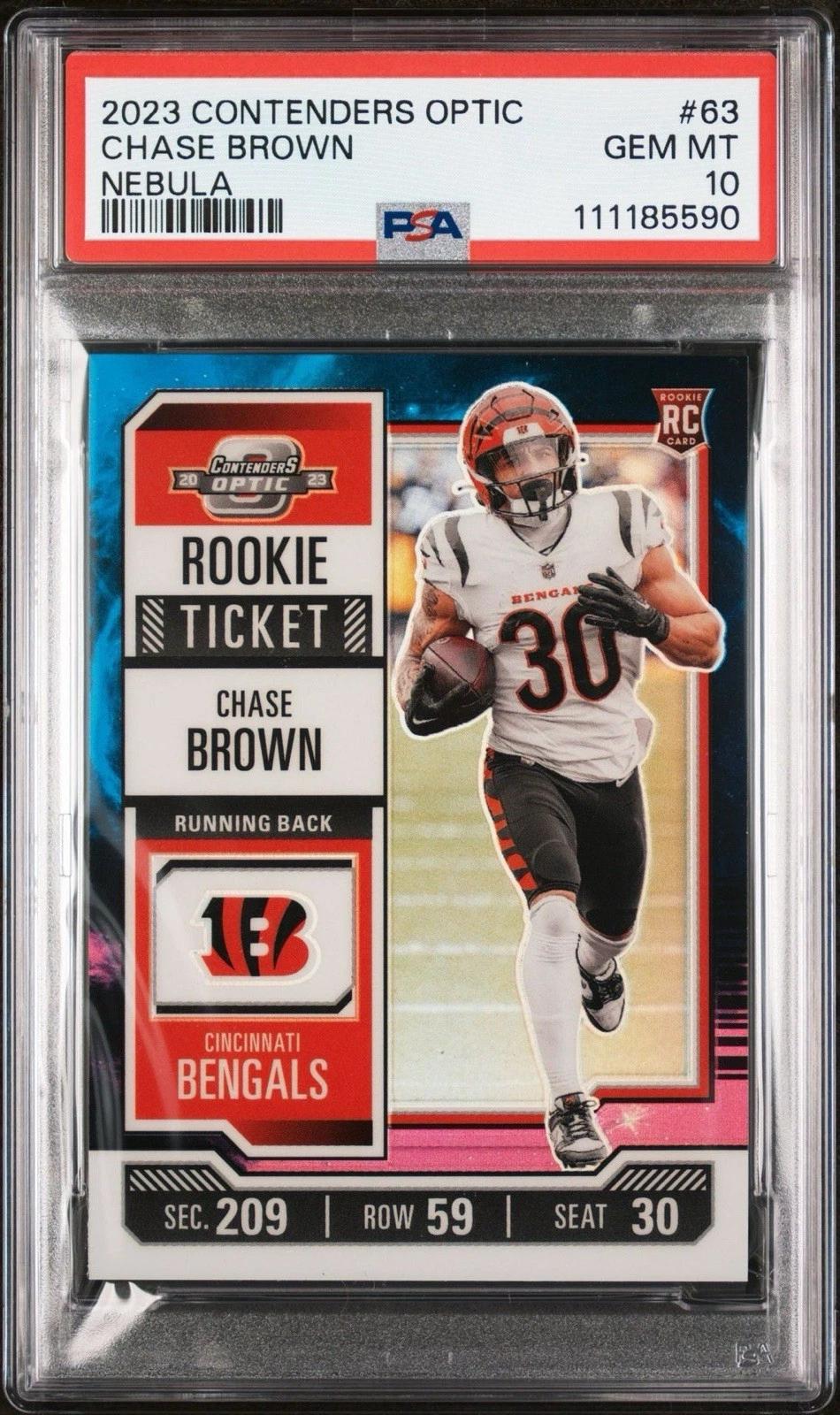 Chase Brown Panini Contenders Optic #63 Nebula