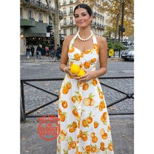 Zara Italian Summer Citrus Linen Midi Dress Mediterranean NWT