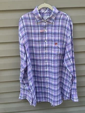 Oaktree Golf Course Bobby Jones 1930 100% Linen XL Mens Plaid button Down Shirt