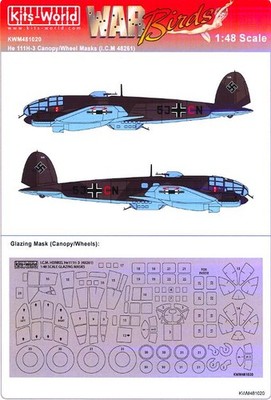 Kits World Decals 1/48 HEINKEL He-111H-3 CANOPY & WHEELS PAINT MASK ICM Kit