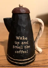 Blossom Bucket Figurine B. Lloyd '05 Coffee Pot "Wake up and smell...!" Vintage