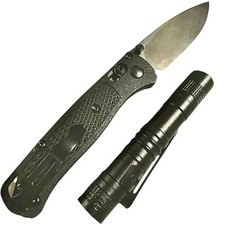 EDC Cuchillo Plegable 3.75 Hoja Negra con Mini Linterna LED Juego Estilo 533