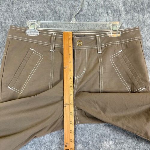 PRANA Brown Breathe Floral Embroidered Casual Pants Womens Sz 6 Bungee Cuffs - Picture 10 of 11