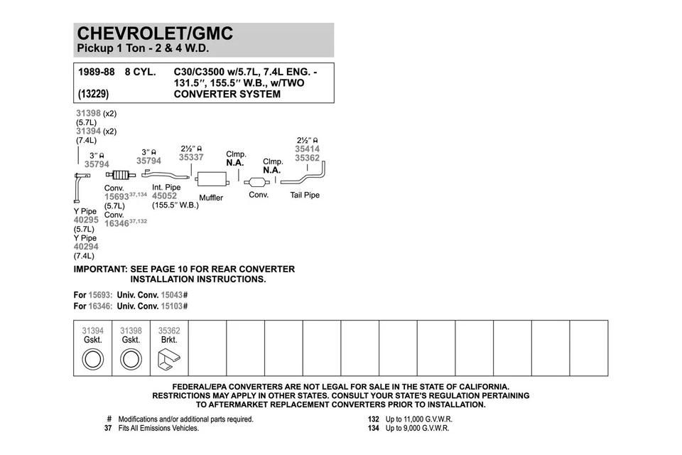 For GMC K1500 88-90 Exhaust Pipe Flange Gasket High Temperature Graphite w Wire Foto 4 de 4