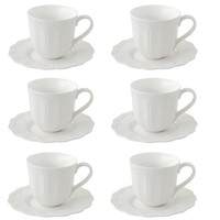 6Er Set Tassen Mit Untertasse Elite White Weiß 250Ml Porzellan Easy Life