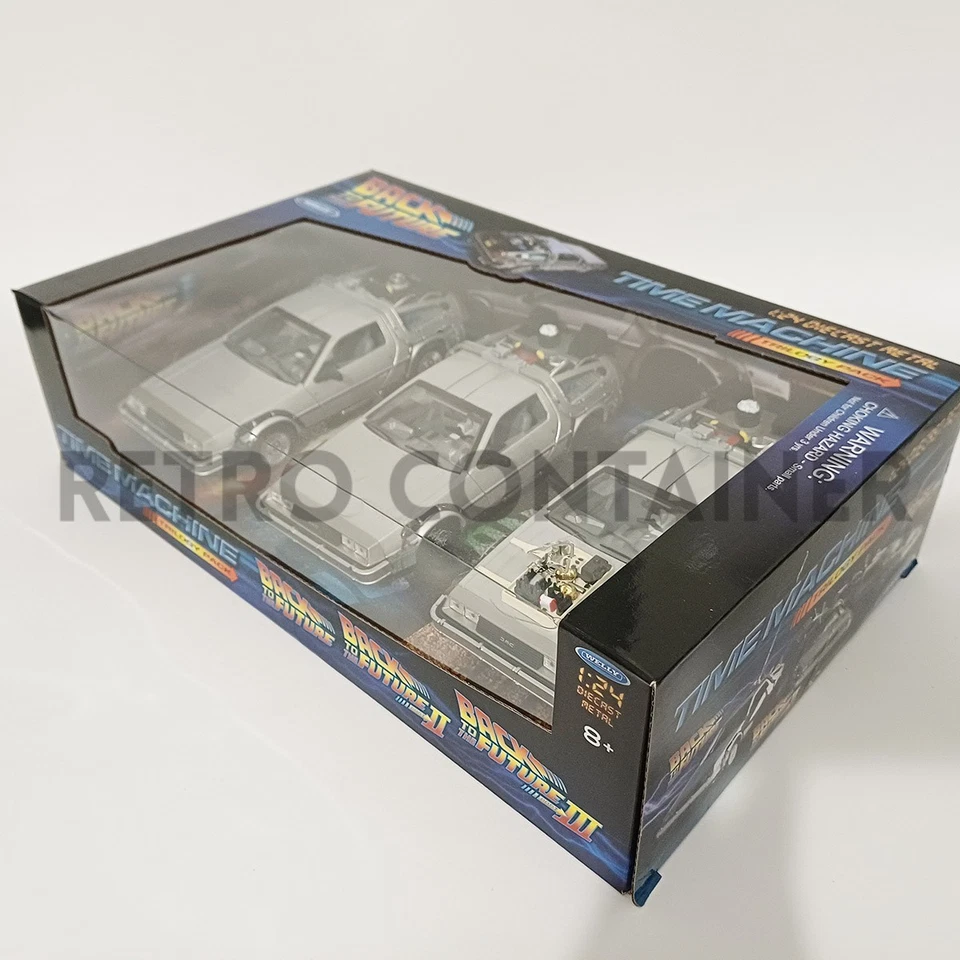Welly 1:24 BACK TO THE FUTURE DELOREAN DMC 12 Movie I II III Die-Cast Model MISB - Immagine 2 di 4
