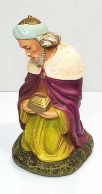 Vintage Chalkware Wiseman Nativity Figure Brit Zone GERMANY Kneeling