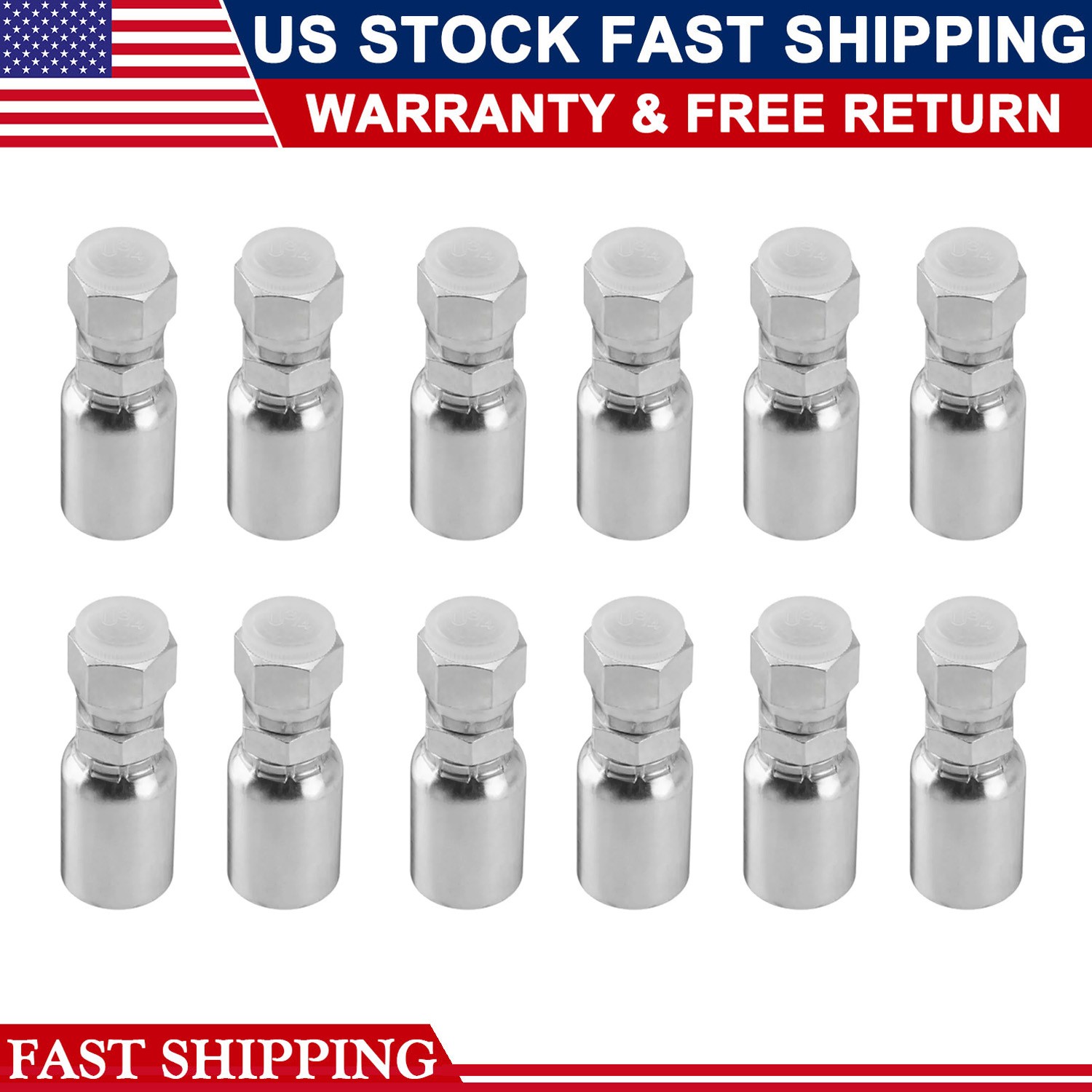 12pcs 3/8" Hose x 3/8" JIC 37° Female Hydraulic Hose End Swivel Crimp Fittings