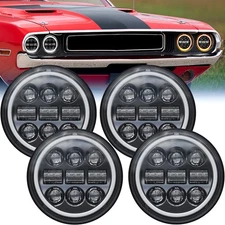 4X 5 3/4 Round LED Headlights with Amber Turn Signal For Chevy Impala El Camino