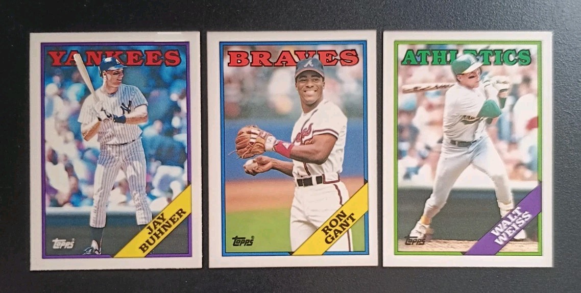 1988 Topps Traded #21T Jay Buhner, #39T Ron Gant & #126T Walt Weiss Rookie Lot