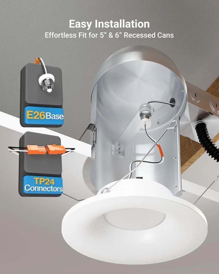 Sunco 12 Pack Recessed Lighting 6 Inch, LED Can Lights, Curved Cone Retrofit ... - Image 2 of 4