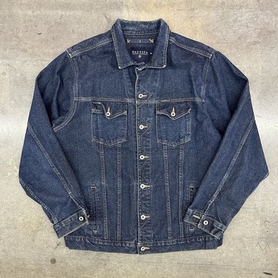 Vintage Nautica Jeans Company Dark Wash Blue Denim Trucker Jacket Size XL Y2K