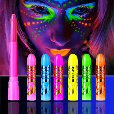 Glow in the Black Light Face  Body Paint, Neon Glow Fluorescent Face Paint Cray