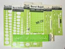 Lot-7 NOS Drafting Drawing Template Berol Rapidesign R-78 R-2073 R-52A 260-V NEW