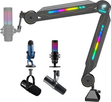 RGB Boom Arm, Adjustable Mic Stand with RGB Light, 5/8    Screwadapter, Excellen