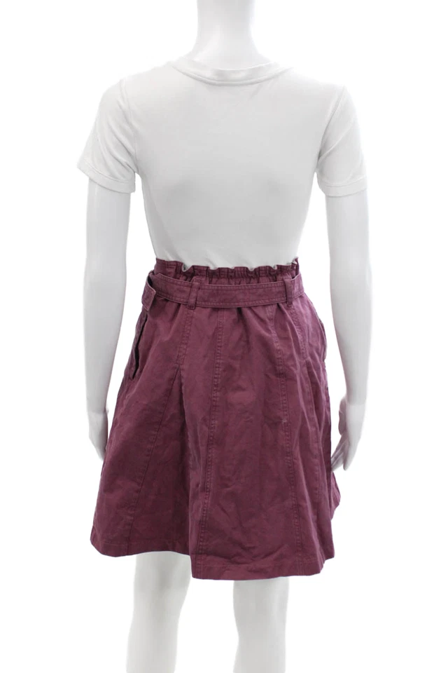 Burberry Women A-Line Mini Skirt Purple Cotton Size 14 - Image 3 of 4