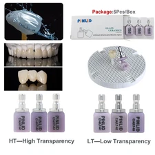 Dental Emax Glass Ceramic C14 HT/LT Lithium Disilicate CAD CAM Blocks CEREC 5PCS
