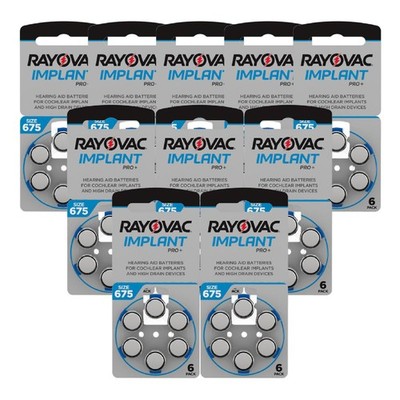 60 Rayovac Implant Pro Size 675 MF PR44 Batteries Hearing Aid Cochlear Implants