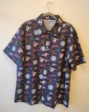 Vida Divina Anaheim Mighty Ducks 30th Anniversary Hockey Button Shirt Size L
