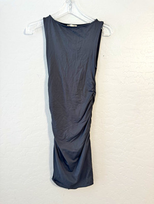  PULL&BEAR Gray Solid Bodycon Sheath Dress Scoop Neck Sleeveless Midi Womens S