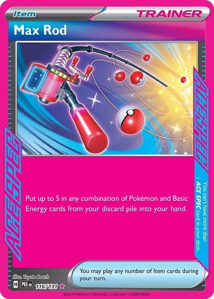 Max Rod 116/131 Holo ACE SPEC Rare SV: Prismatic Evolutions NM Pokémon TCG