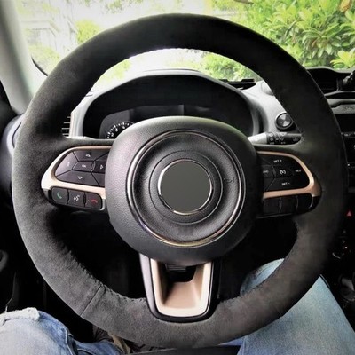 Alcantera Steering Wheel Cover Real Leather Wrap for JEEP COMPASS RENEGADE J