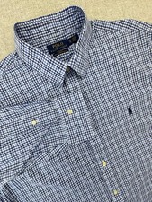 Polo Ralph Lauren Blue Plaid Slim Fit Dress Shirt Long Sleeve Stretch XL