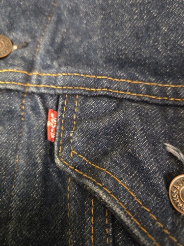 Vintage Levis Denim Jacket Mens 44 70411 Buffalo Plaid Lined Trucker USA 80s - Picture 3 of 10