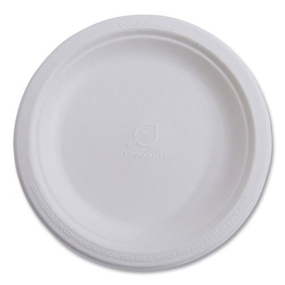 VANGUARD RENEWABLE AND COMPOSTABLE SUGARCANE PLATES, 10, WHITE, 500/CARTON