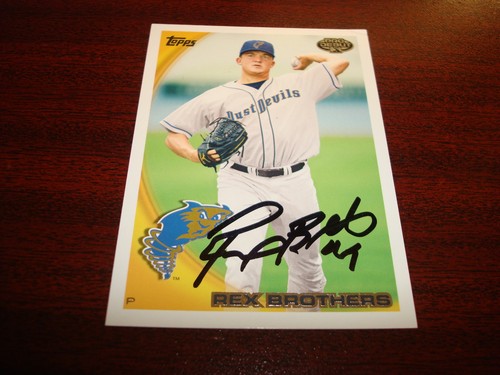 2010 TOPPS MINOR LEAGUE #80 REX BROTHERS DUST DEVILS ROCKIES SIGNED AUTOGRAPH