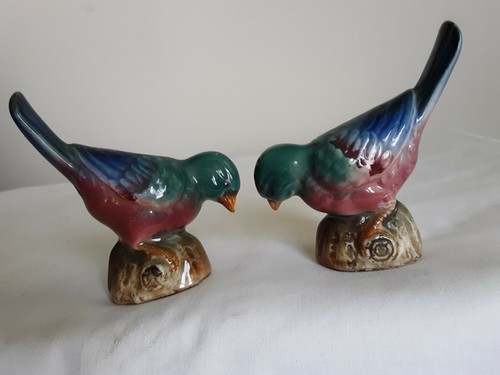Vtg Song Bird Figure Salt Pepper Shakers Japan 3.5" x 3.25" - Foto 10 di 12
