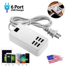 6 Port USB Hub Desktop Fast Wall Charger Charging Station Travel Power Adapter