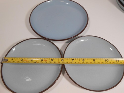 Vtg Winfield Ware Santa Monica California Dinner Set of 17 pcs Blue w/Brown Trim - Picture 12 of 15