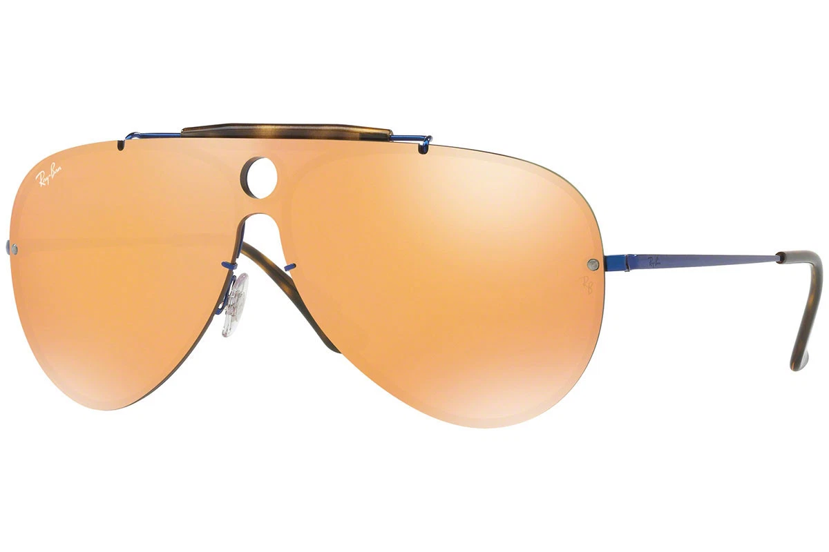 NEW Rayban Blaze Shooter Sunglasses RB 3581N 90387J Blue Dark Orange Mirror