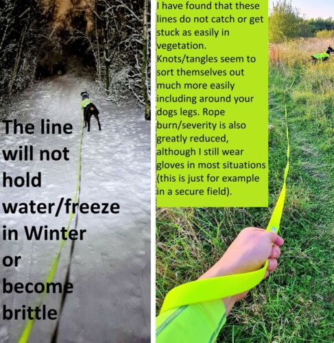 WATERPROOF STRONG 'FLHexi GRIP' Long Line Tracking Lead K9 Freedom Safety Hi-Vis - Picture 9 of 52