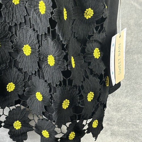 Süßes Regentop Damen 2X schwarz Häkel Sonnenblumenmuster Flügelärmel Bluse neu - Bild 4 von 17