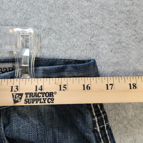 BKE Buckle Tyler Straight Thick Stitch Denim Button Fly Blue Jeans Mens 33R - Picture 5 of 10
