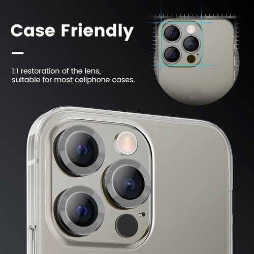 Wholesale Bulk Lot Metal Ring Camera Lens Protector For iPhone 16 15 Pro Max Pro - Picture 8 of 13