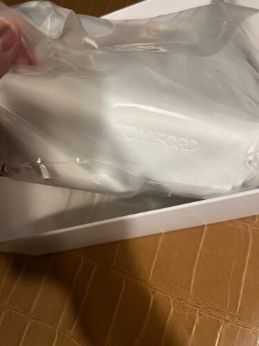 Tom Ford Leather Medium Cosmetic Makeup Pouch WHITE Dust Bag NWB NEW - Picture 5 of 9